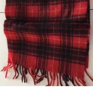 CASHMERE NWT MEN’S‎ BLACK RED PLAID SCARF MERONA